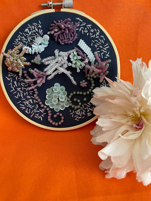 Blue and lilac 5inch completed hoop