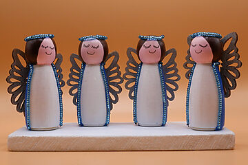 Wooden Tops Winged Angels Blue